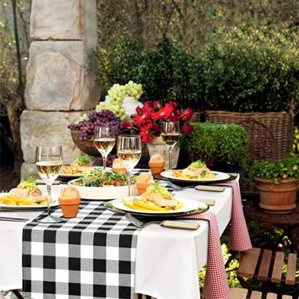 14" x 108" Inch Black and White Table Runner for party and anniversary event ( Stylish black and white table decor )