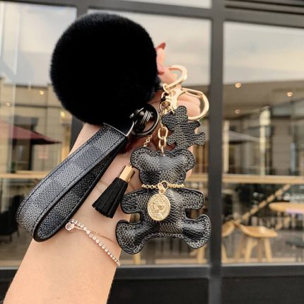 Luxury Teddy Bear Keychain Designer keychain ( with tassel and pom pom )